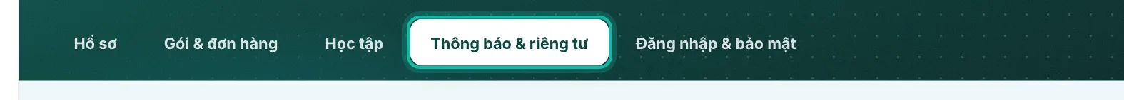 Mục Thông báo & riêng tư ở đầu trang Tài khoản được khoanh