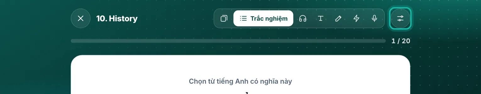Thanh trên của buổi học, nút tuỳ chọn được khoanh