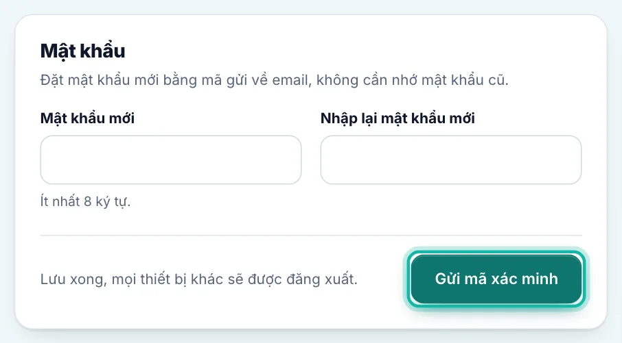 Nút Gửi mã xác minh được khoanh