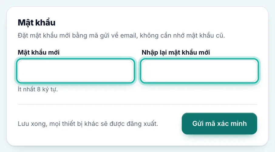 Hai ô mật khẩu mới được khoanh