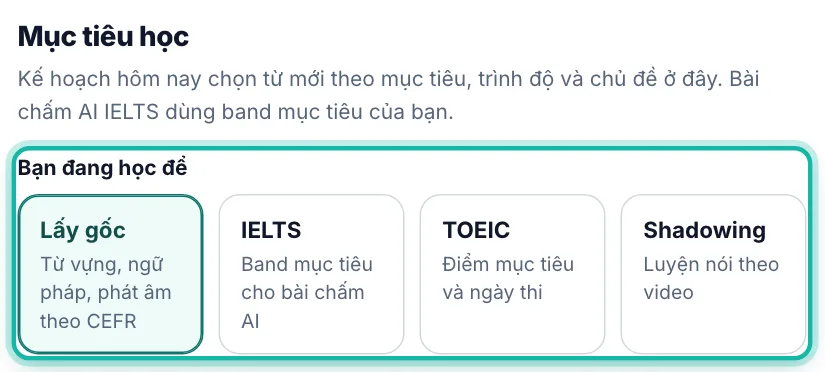Phần Bạn đang học để trong khung Mục tiêu học được khoanh