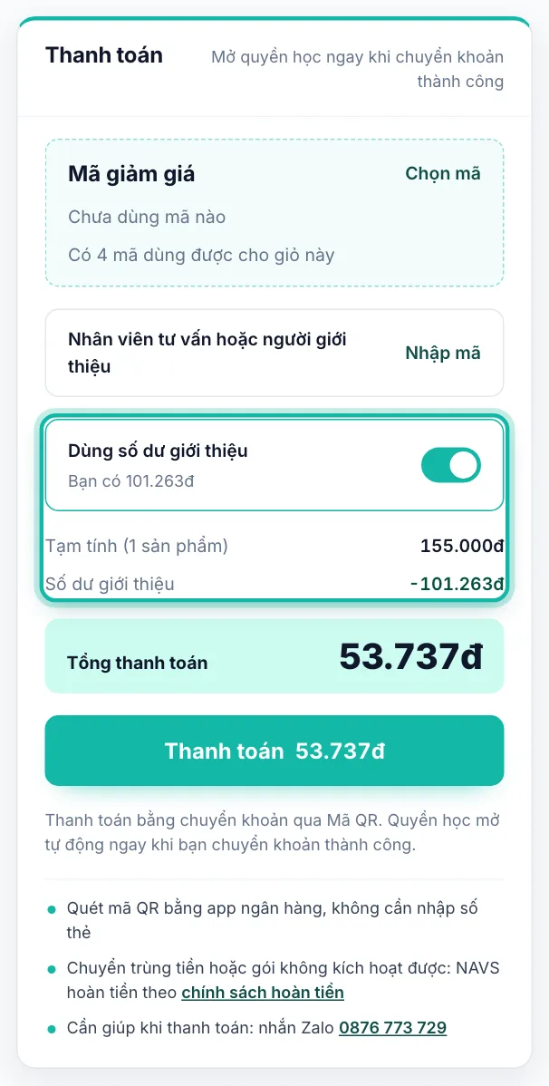 Công tắc Dùng số dư giới thiệu và dòng Số dư giới thiệu được khoanh