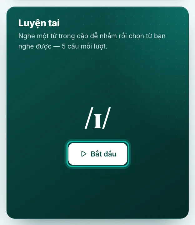 Khung Luyện tai, nút Bắt đầu được khoanh