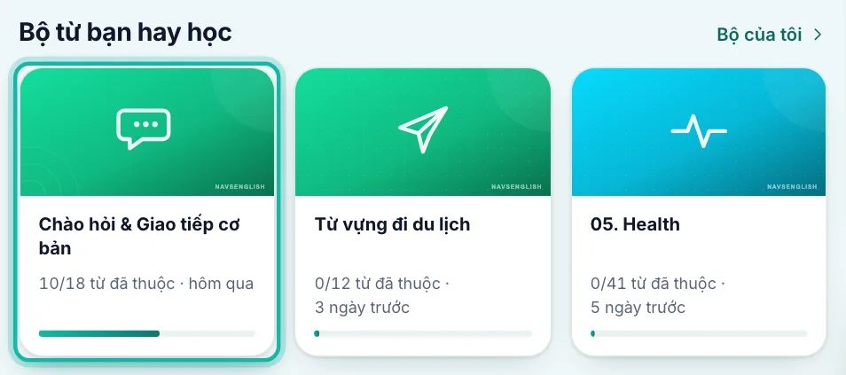 Phần Bộ từ bạn hay học trên Home NAVS, khung một bộ được khoanh