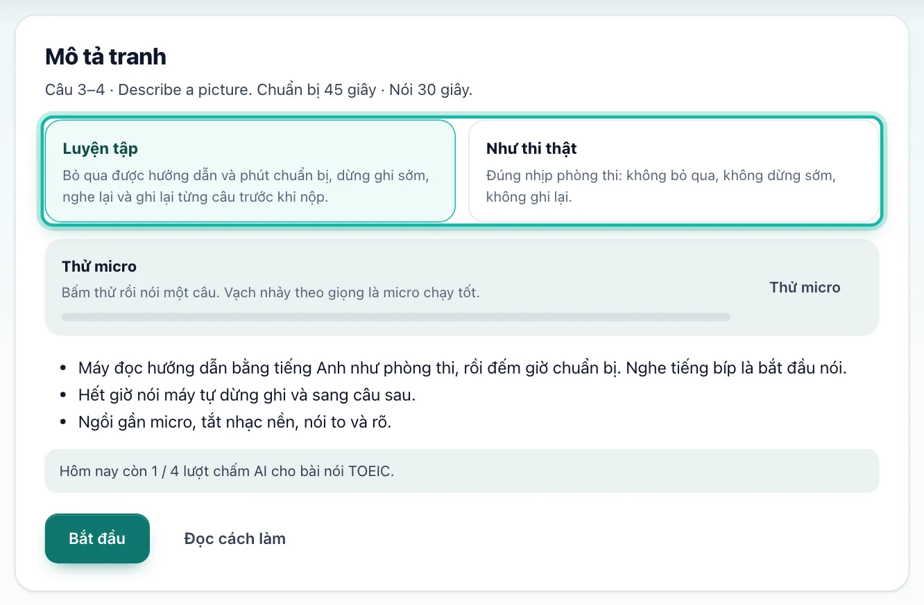 Hai khung Luyện tập và Như thi thật được khoanh