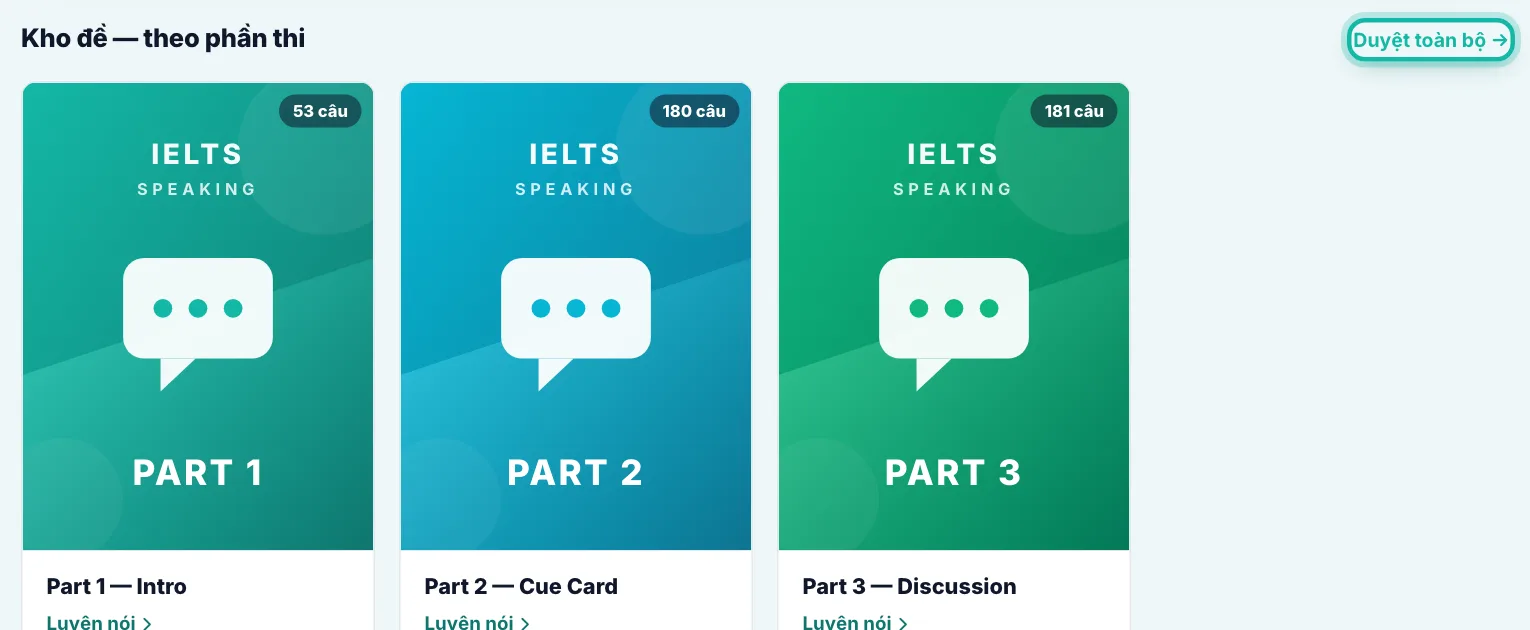 Trang Speaking, nút Duyệt toàn bộ được khoanh