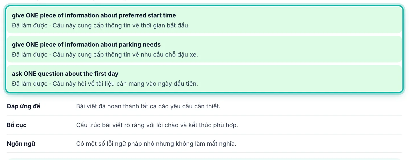 Danh sách yêu cầu của đề được khoanh