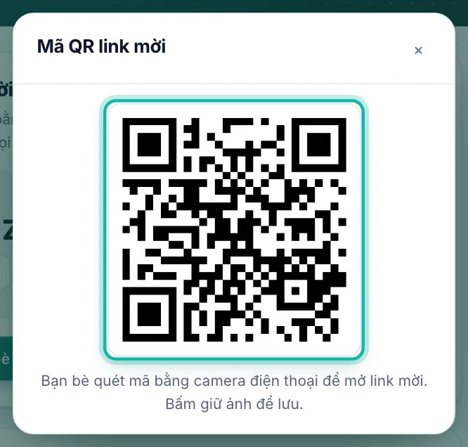Hộp Mã QR link mời được khoanh