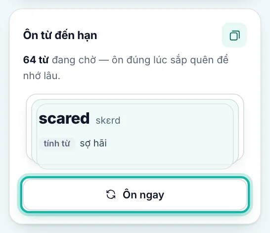 Khung Ôn từ đến hạn trên Home NAVS, nút Ôn ngay được khoanh