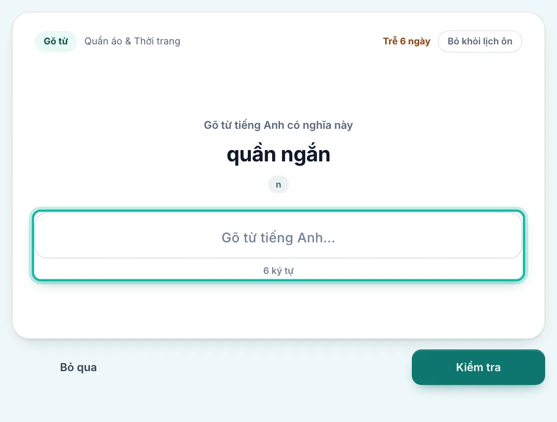Một thẻ ôn, phần trả lời được khoanh
