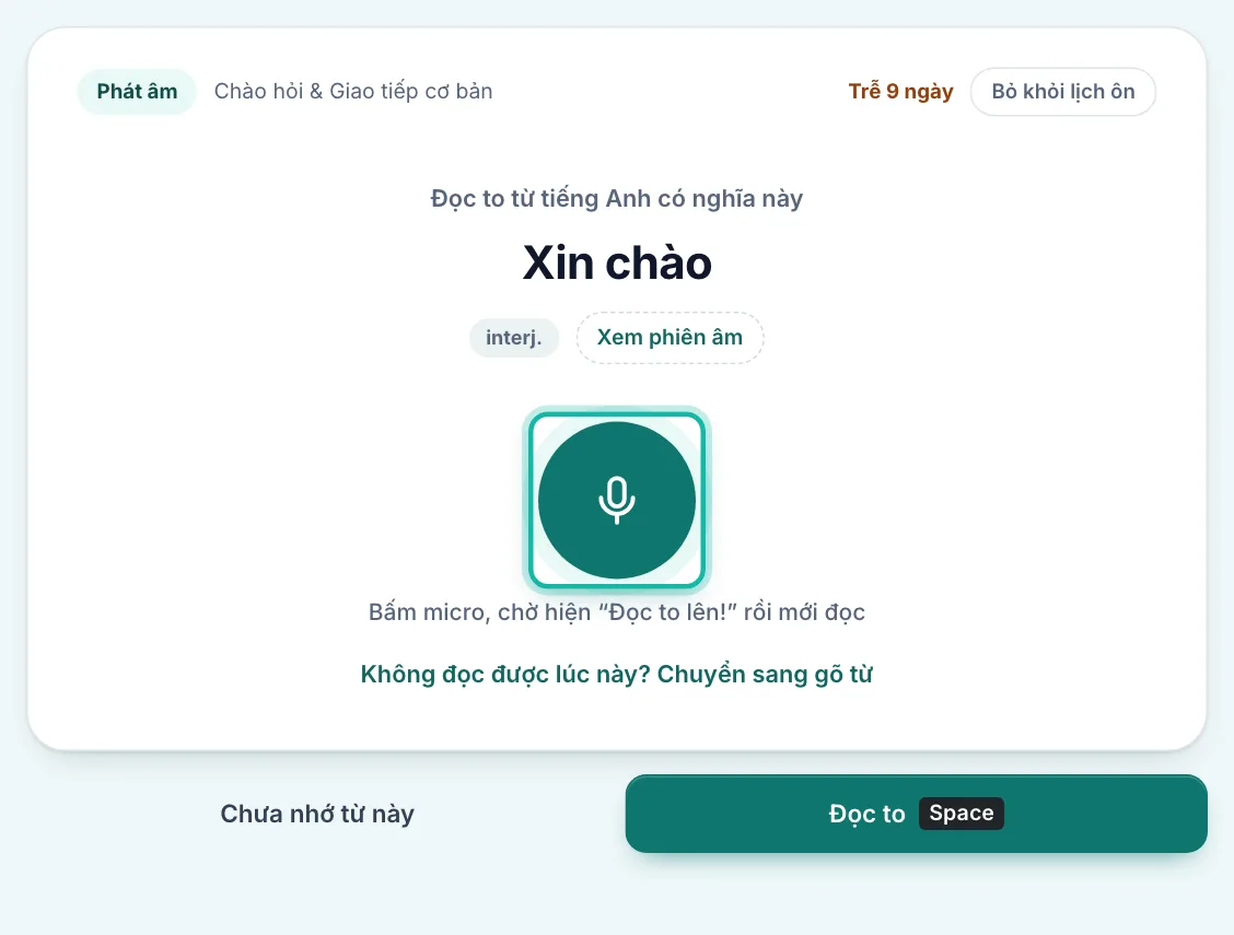 Thẻ Phát âm, nút micro được khoanh