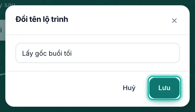 Hộp Đổi tên lộ trình, nút Lưu được khoanh