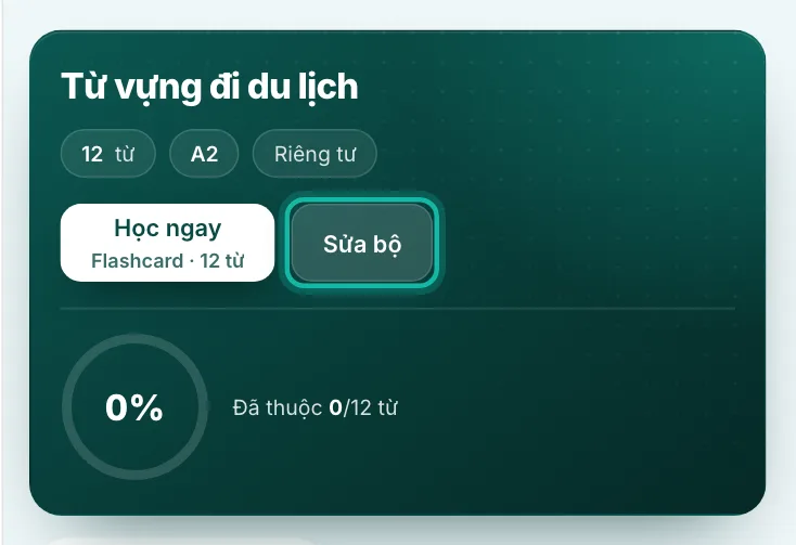 Phần đầu trang một bộ từ tự tạo, nút Sửa bộ được khoanh