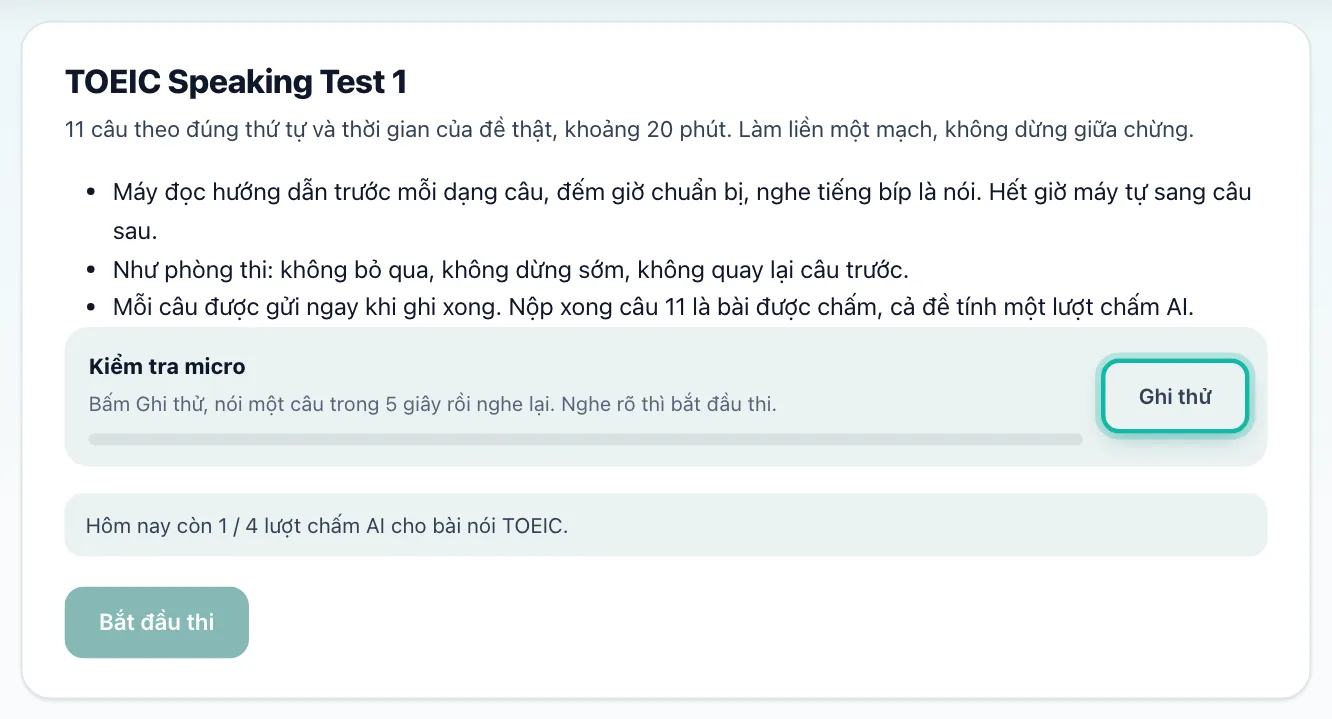 Khung Kiểm tra micro, nút Ghi thử được khoanh