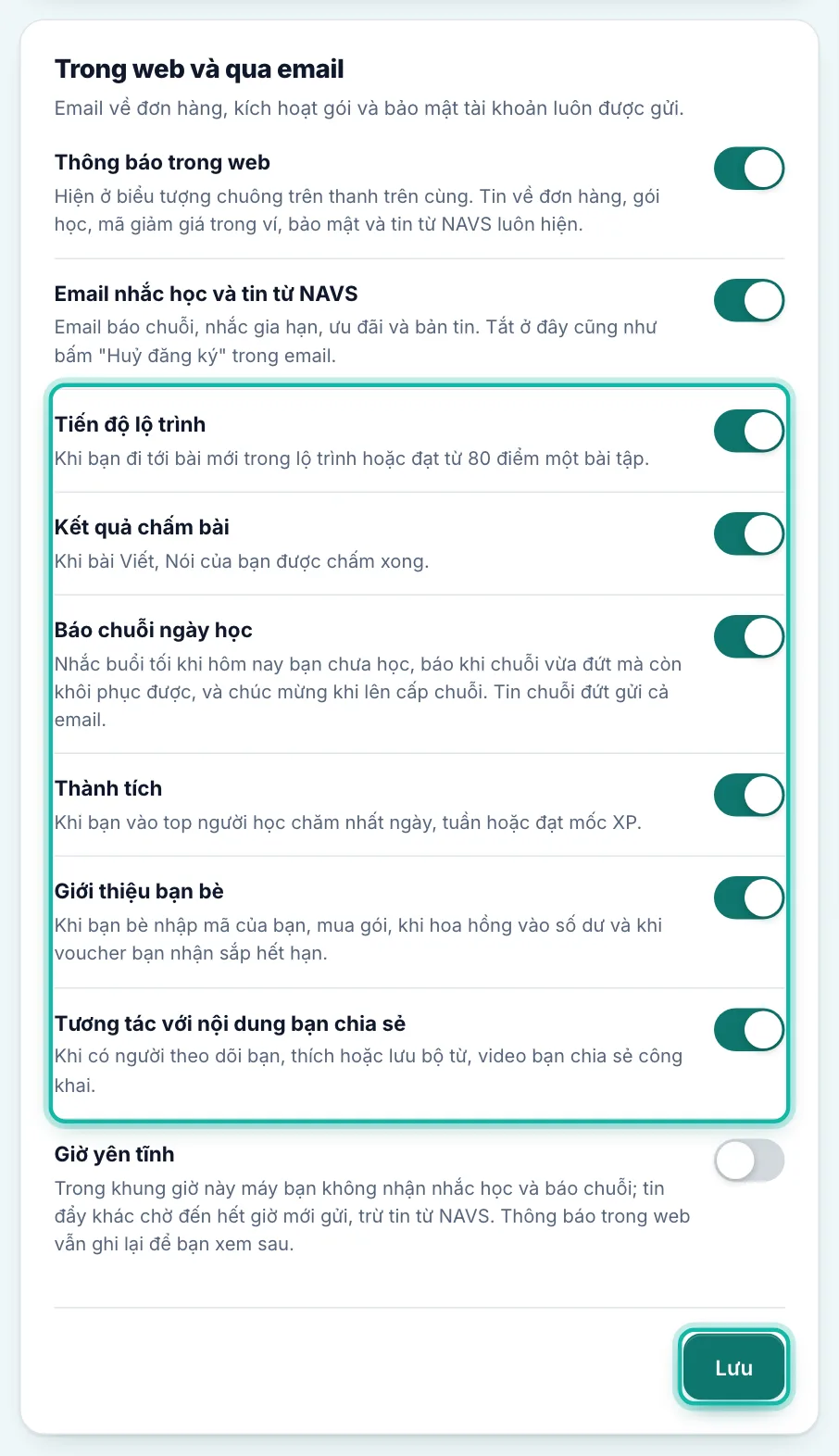 Các dòng loại tin và nút Lưu được khoanh