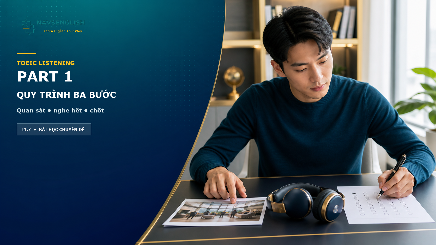 TOEIC Listening Part 1 — Quy trình ba bước